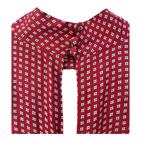 NEW Maeve by Anthropologie Red Patterned Jumpsuit Front Cut-Out Rayon Women's 2 - Picture 8 of 10